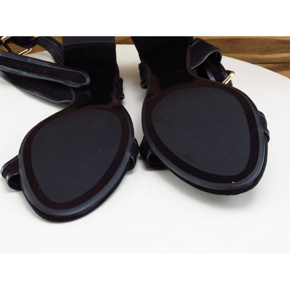 Zara Size 37 Sandal Ankle Strap Black Leather Women M Basic Collection - Picture 9 of 10